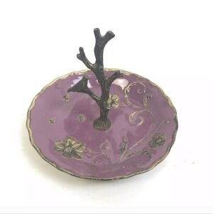 CYNTHIA ROWLEY Trinket Tray Jewlery Holder Purple & Gold